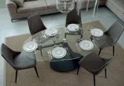 Tavolo One Easyline in vetro Ovale allungabile scontato 30%