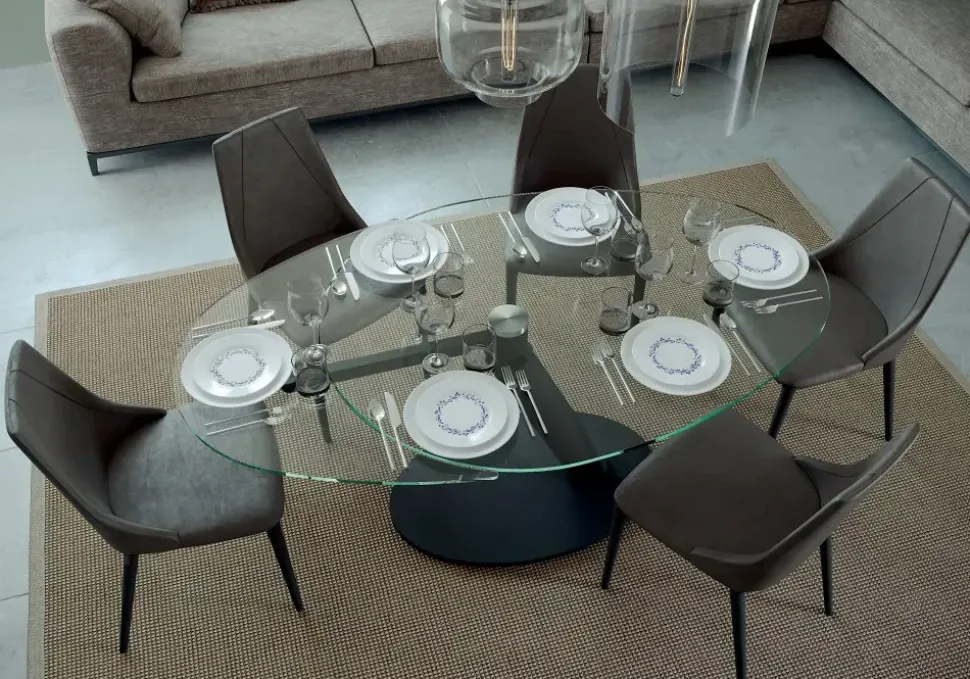 Tavolo One Easyline in vetro Ovale allungabile scontato 30%