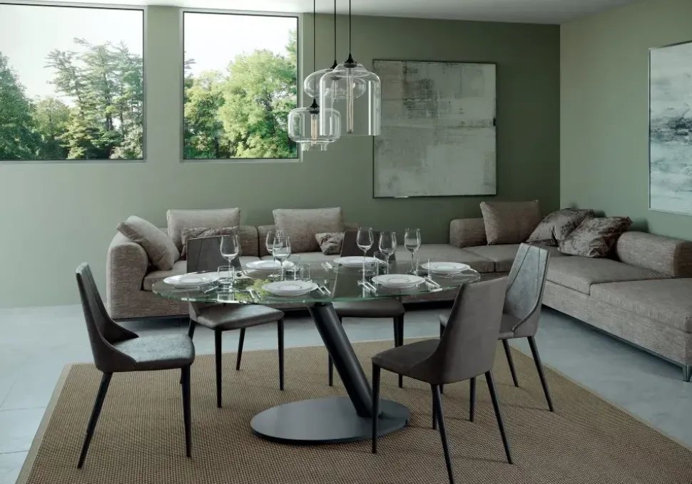 Tavolo One Easyline in vetro Ovale allungabile scontato 30%