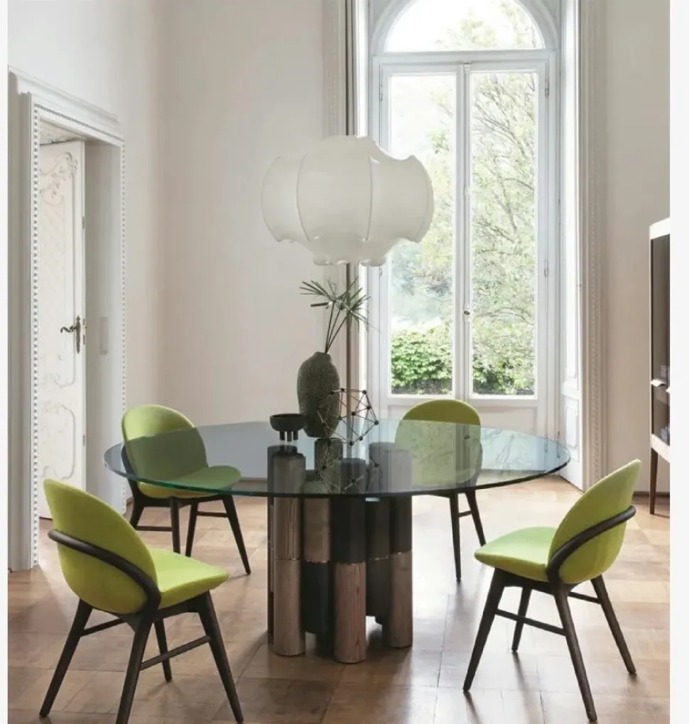 Tavolo Pilar tondo mix Porada in vetro Fisso