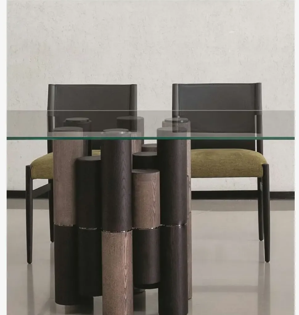 Tavolo Pilar tondo mix Porada in vetro Fisso