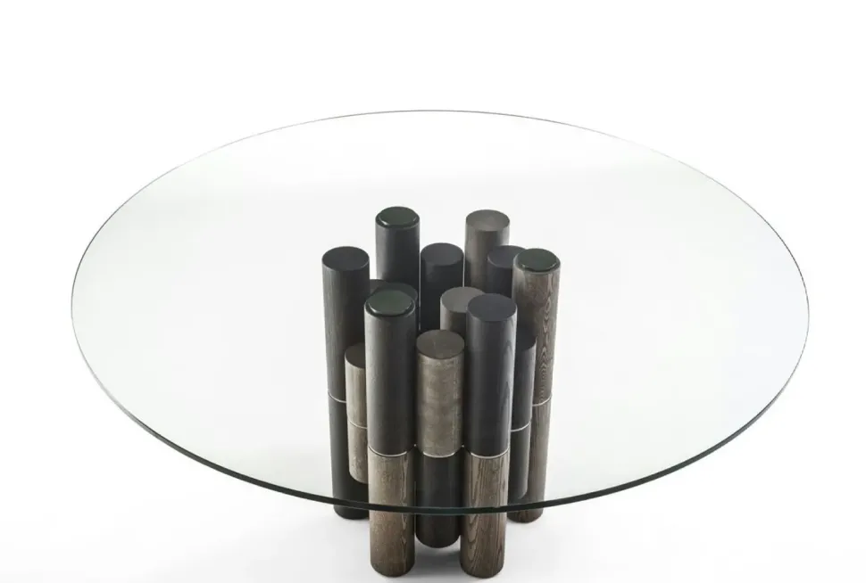 Tavolo Pilar tondo mix Porada in vetro Fisso