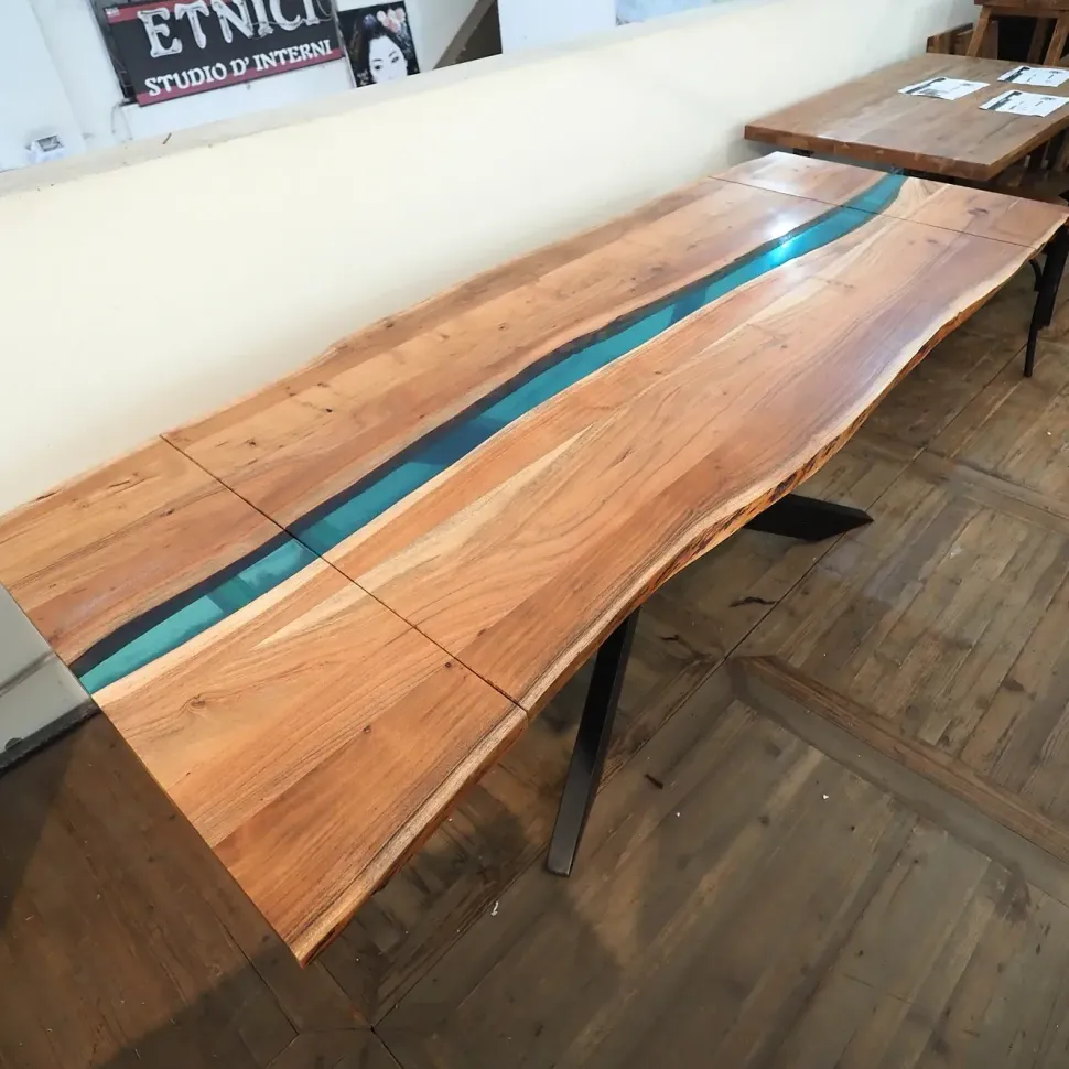 Tavolo rettangolare allungabile Tavolo teak e resina l allungabile Nuovi mondi collection