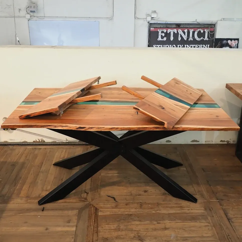 Tavolo rettangolare allungabile Tavolo teak e resina l allungabile Nuovi mondi collection