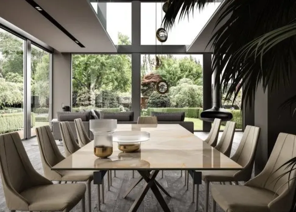 Tavolo rettangolare con basamento centrale Tavolo allungabile 12 persone boston 51 made in italy Md work scontato