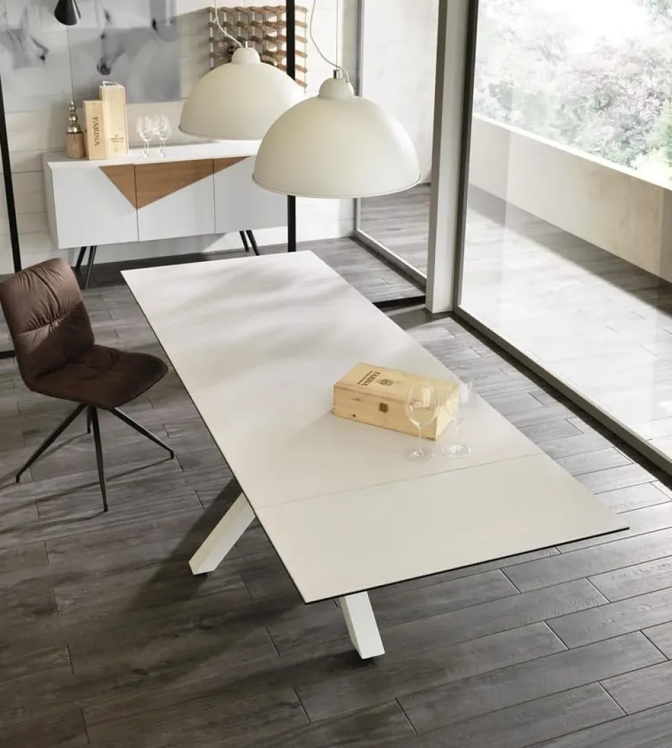 Tavolo rettangolare con basamento centrale Ceramica 1 Stones scontato