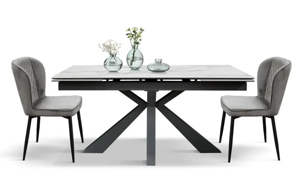 Tavolo rettangolare in ceramica Tavolo allungabile ceramica bianco statuario di Md work in Offerta Outlet