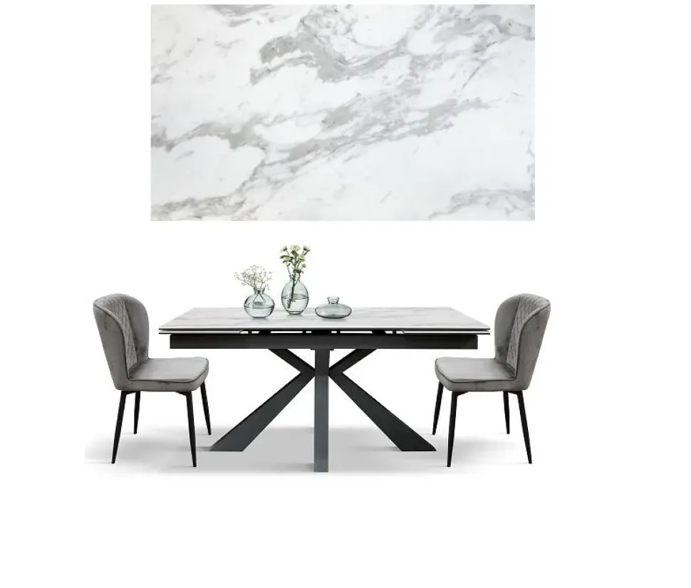 Tavolo rettangolare in ceramica Tavolo allungabile ceramica bianco statuario di Md work in Offerta Outlet