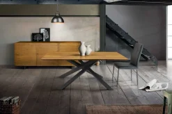 Tavolo rettangolare in legno Tavolo rovere grigio e rovere mielato fine serie di Md work in Offerta Outlet