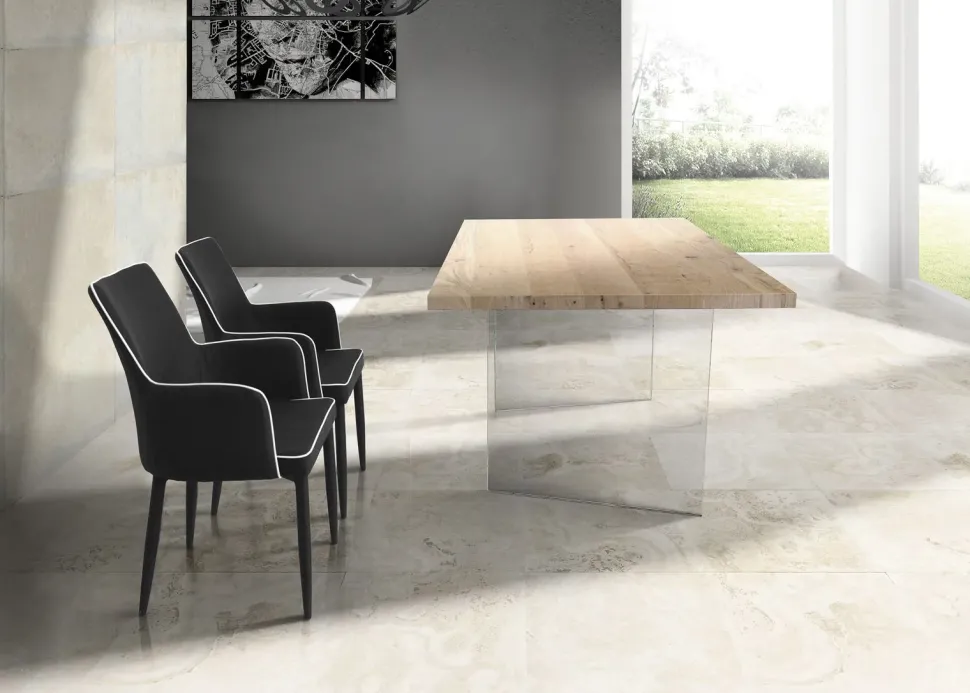 Tavolo rettangolare in legno e resina Tavolo rovere di Collezione esclusiva in Offerta Outlet