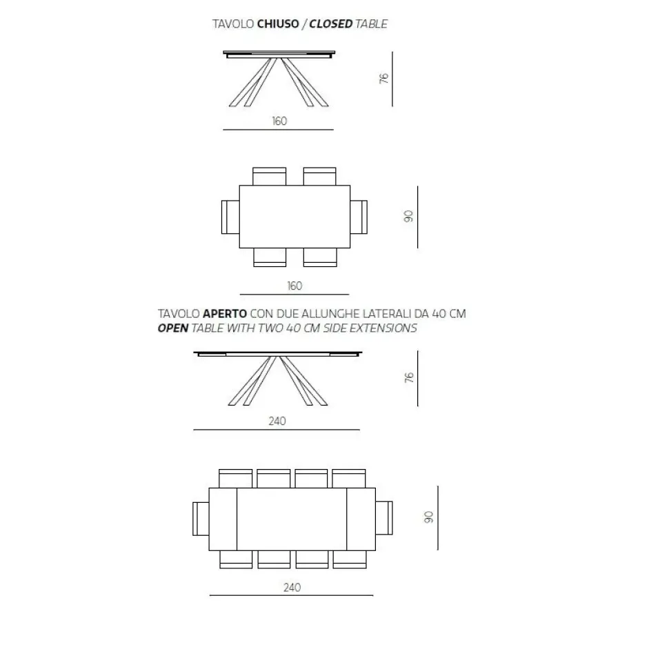 Tavolo rettangolare Tavolo 3 colori gres porcellanato Md work scontato del 40%