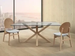 Tavolo rettangolare Tavolo legno massello piano vetro Md work scontato del 45%