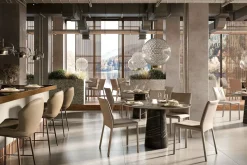 Tavolo rotondo in ceramica Cuba keramik bistrot di Cattelan italia in Offerta Outlet