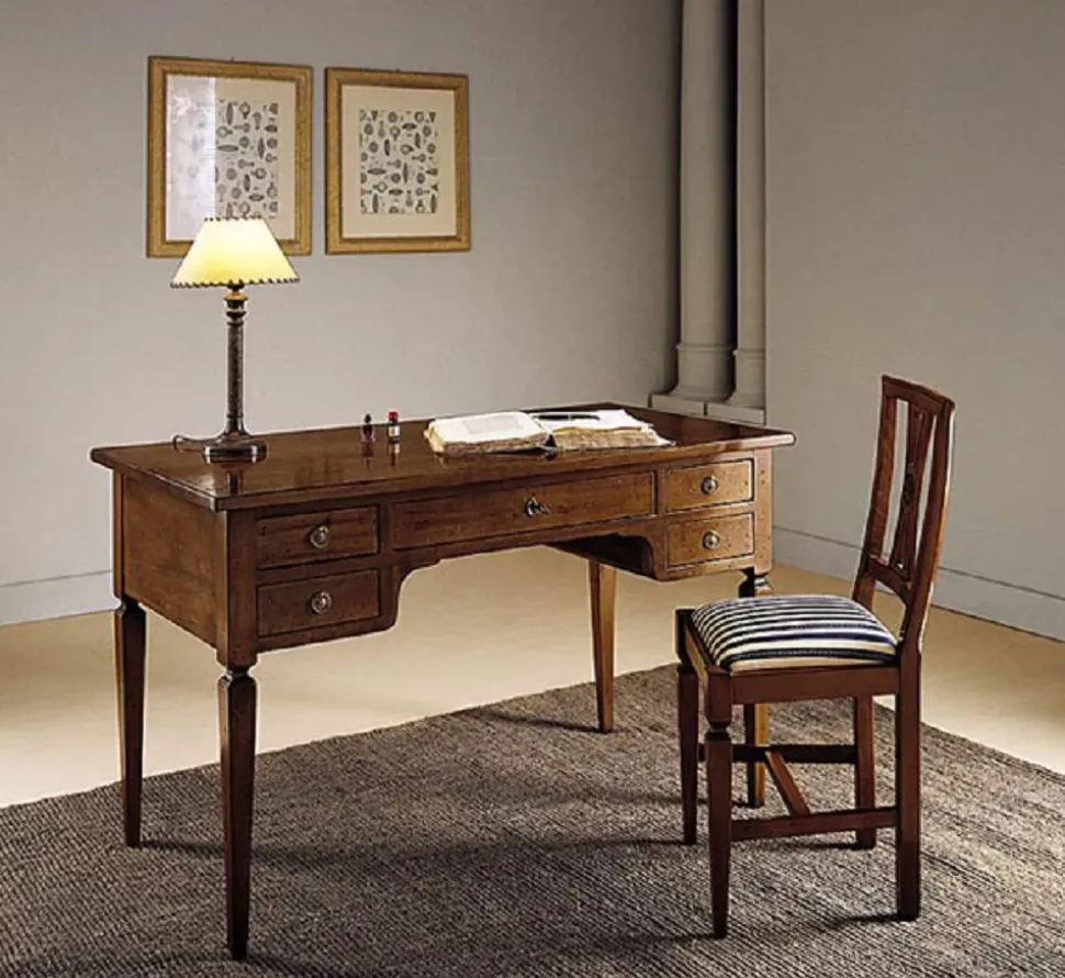 Tavolo Scrittoio con cinque cassetti finitura noce scontato del -30 %