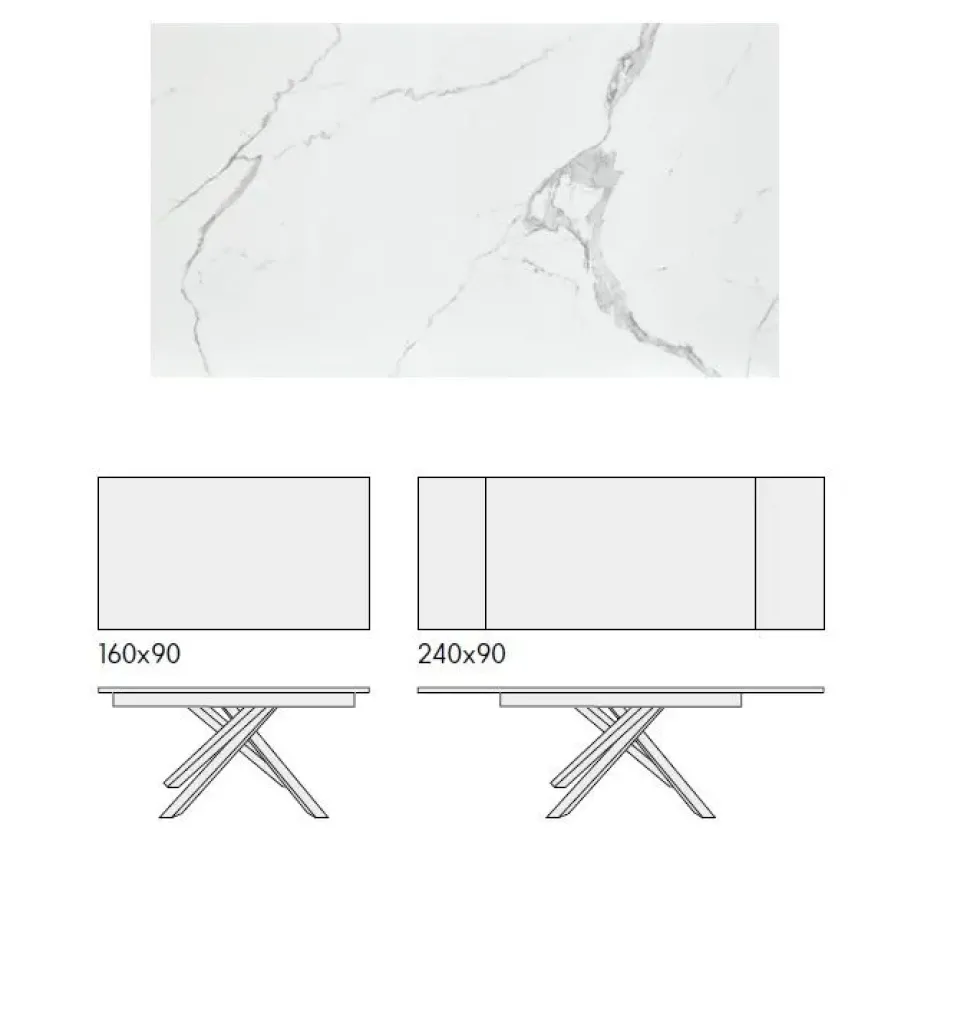 Tavolo Tavolo allungabile bianco statuario Md work in OFFERTA OUTLET -45%