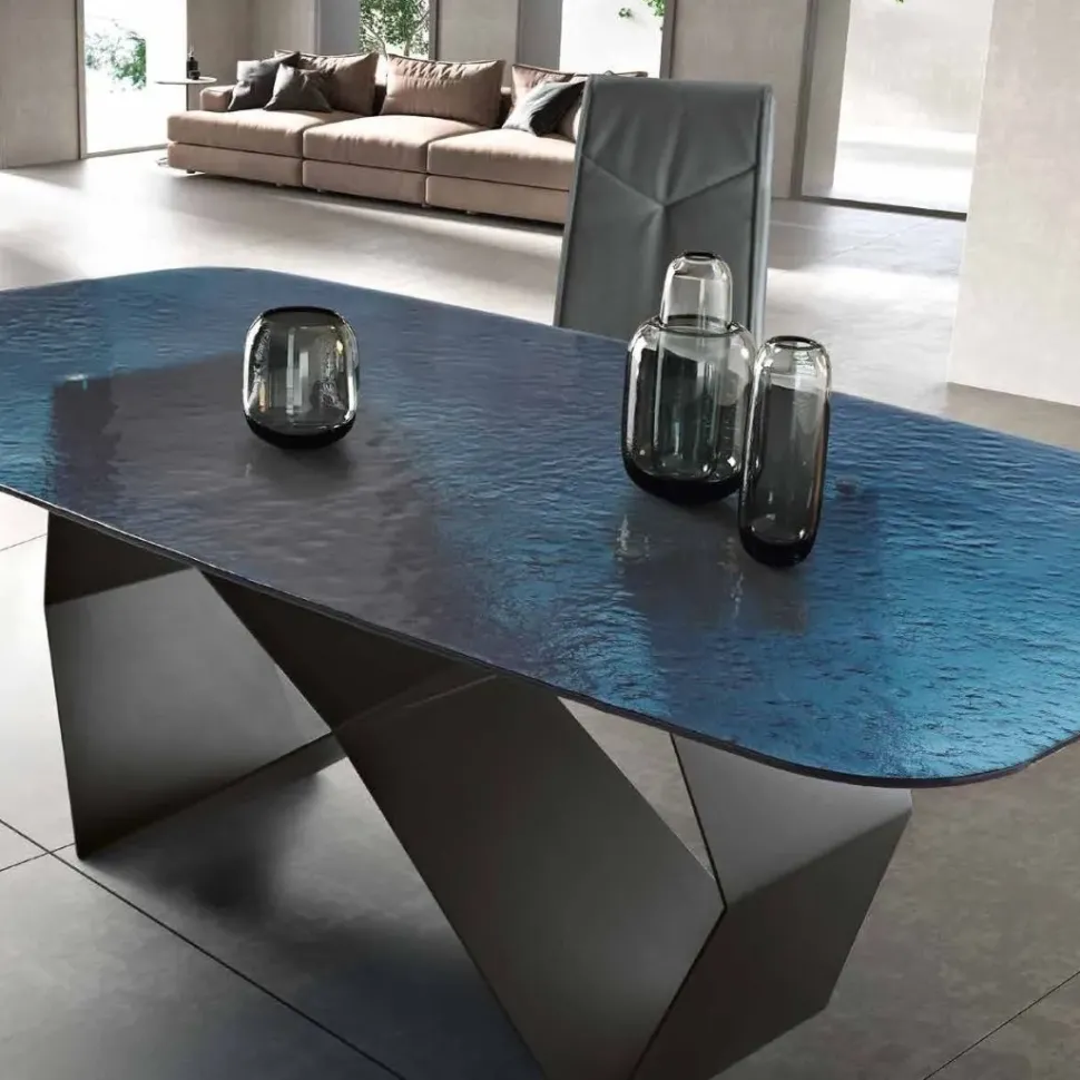 Tavolo Tavolo vetro martellato tre colori Md work in OFFERTA OUTLET -46%