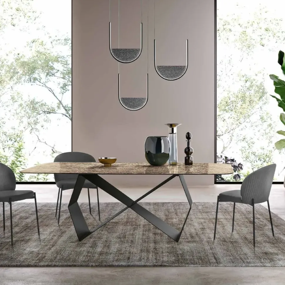 Tavolo Tavolo vetro martellato tre colori Md work in OFFERTA OUTLET -46%