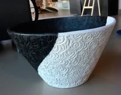 Vaso bicolore rivestito in Ecomalta Oltremateria texture Damascata - Pezzo unico