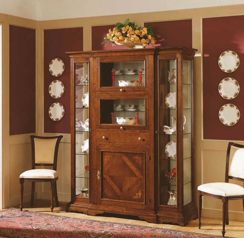 Vetrinetta Vetrina con ante parquet in noce scontata del 50% di Artigianale in Offerta Outlet