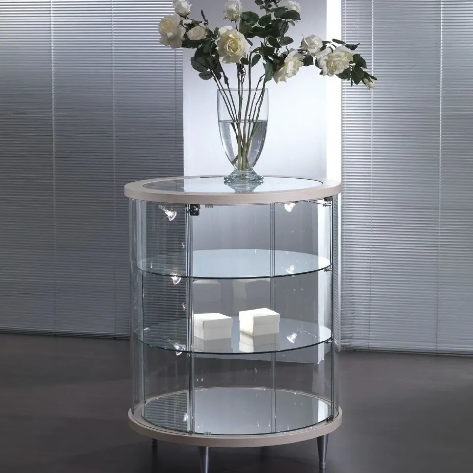 Vetrinetta Vetrina rotonda mod. olga in cristallo curvato in promo-sconto del 45% Artigianale in stile design in offerta